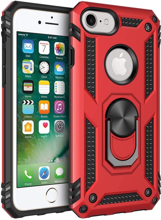 Bediende Tutor Industrieel Apple iPhone 6 - iPhone 6s Backcover - Rood - TPU - Magnetisch voor  autohouder - Kickstand | bol.com