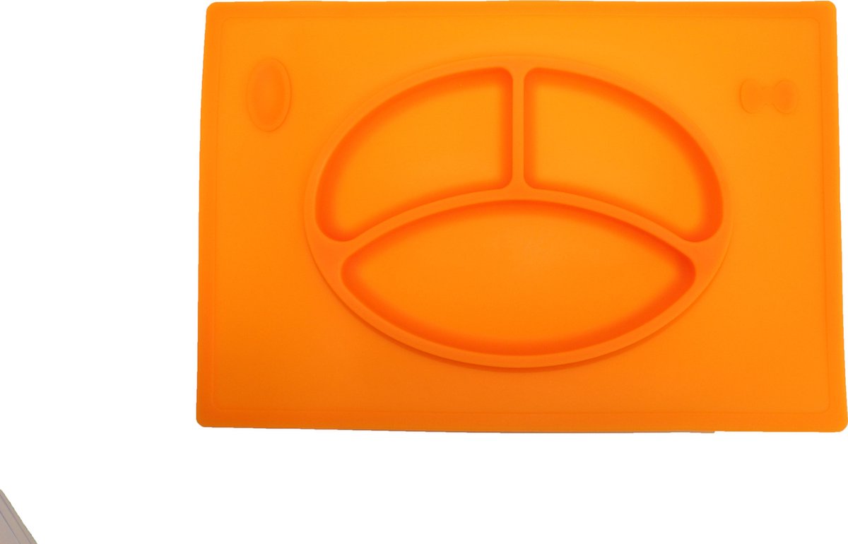 Anti-slip silicone 3D kinder Plate groot oranje | Kinderplacemat | Vaatwasser bestendig | Anti Slip | Super leuk | By TOOBS