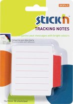 Stick'n Bladwijzer - Bookmark - sticky notes, 70x70mm, gelijnd, 50 rood index tabs