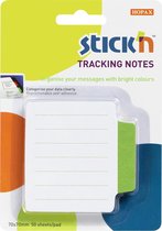 Stick'n Tracking index Note - 70x70mm, gelijnd , groen bedrukt, 50 sticky notes