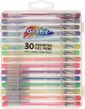 foto van 30 Gelpennen in bewaardoos | 4 varianten: Glitter, Metallic, Neon, Pastel | Glitterpennen | Gelpennen glitter