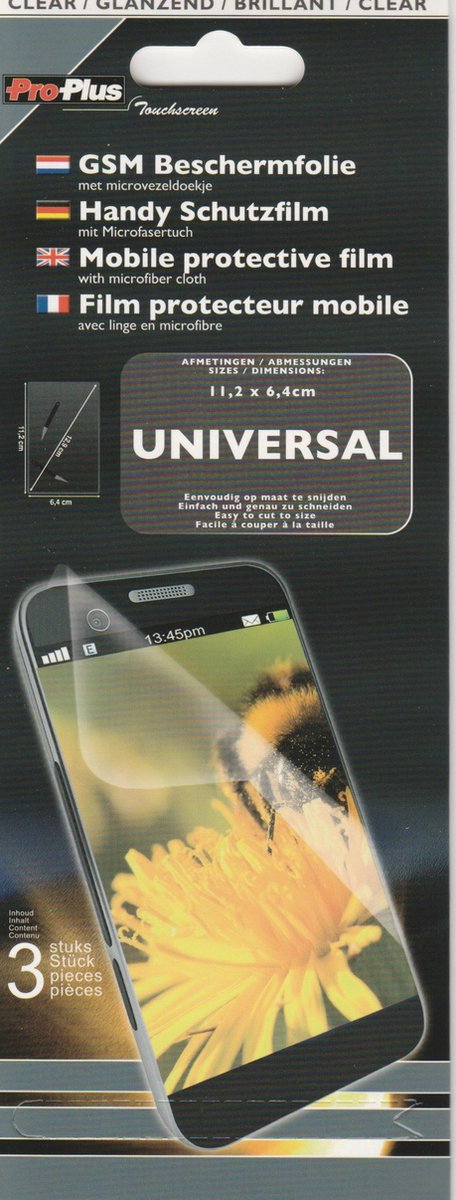 Pelgrim Duwen verkeer Universeel Display Beschermfolie voor smartphones 11,2 x 6,4 cm 3 stuks  Clear /... | bol.com
