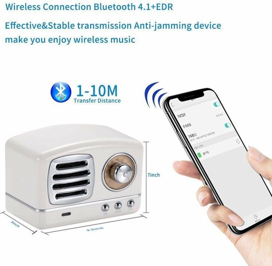 Bewinner Retro radio met Bluetooth-luidspreker