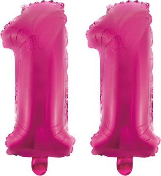 Folieballon 11 jaar roze 41cm