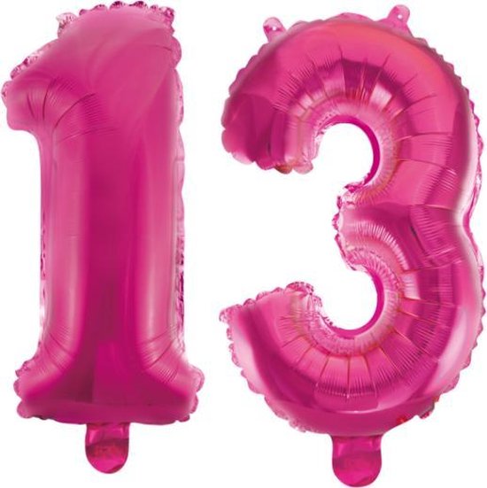 Folieballon 13 jaar roze 41cm