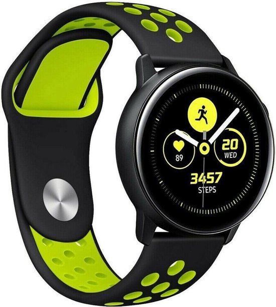 Strap-it Samsung Galaxy Watch Active sport band - zwart/geel | bol.com