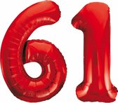 Folieballon 61 jaar rood 86cm