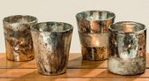 Waxine houder - Vintage - Sfeerlichten - 4 set - zilver - 8cm