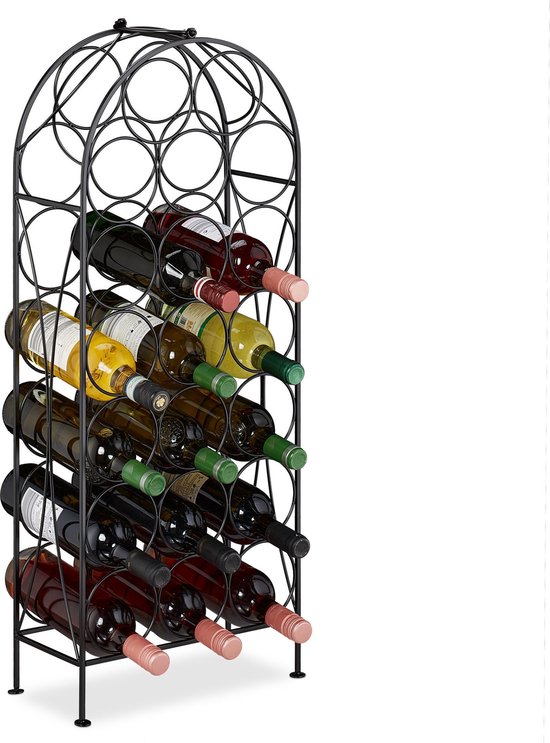 Syndicaat tijger onvergeeflijk Relaxdays wijnrek metaal - voor 20 flessen - flessenrek - wijnflessenrek -  flessenhouder | bol.com