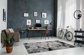Flycarpets Carrara Modern Vloerkleed - Marmer Design - Kleur: Grijs / Goud - Afmeting: 160x230 cm