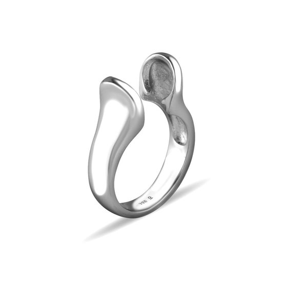 Quiges - 925 Zilver Eligo Ring  Geknepen voor verwisselbaar 12 mm Bolletje - Maat 17 - NER02017