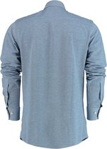 Profuomo slim fit jersey overhemd - knitted shirt pique - blauw melange - Strijkvrij - Boordmaat: 43
