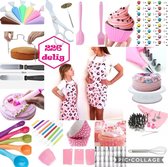 Meest Luxe complete taartset XL: 226 delig Taart Decoratie set Roze + Schort - Bakset - Taart bakken - Decoreren - Verjaardag - Taarten - Cupcakes - Taartdecoratie - Bakbenodigdheden - Verjaa