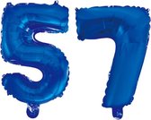 Folieballon 57 jaar blauw 41cm