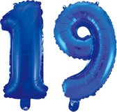 Folieballon 19 jaar blauw 41cm