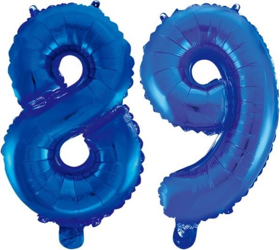 Folieballon 89 jaar blauw 41cm
