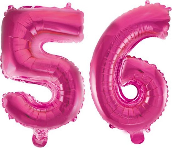 Folieballon 56 jaar roze 86cm