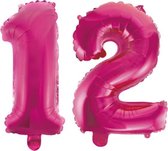 Folieballon 12 jaar roze 86cm