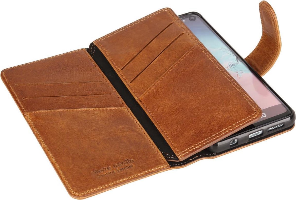 Samsung Galaxy S10+ hoesje - Pierre Cardin - Cognac - Leer