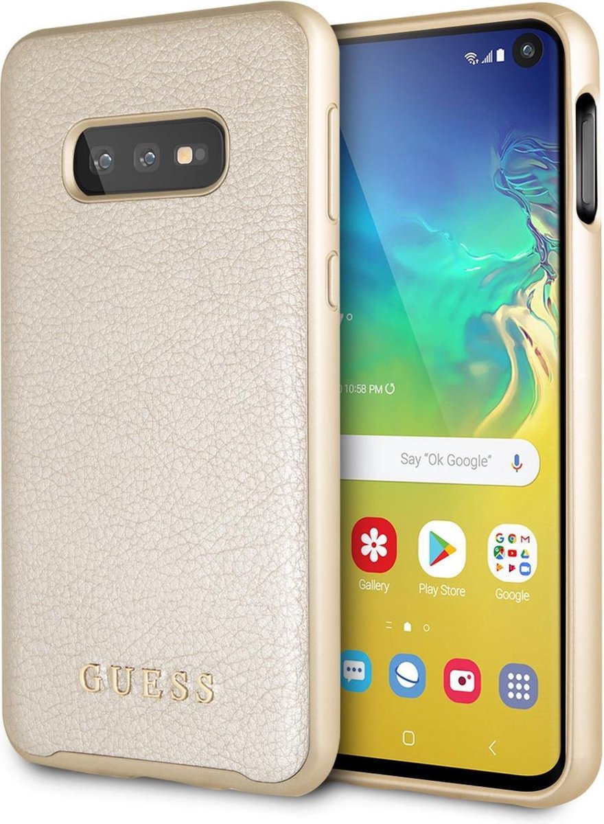 Guess Backcase hoesje geschikt voor Samsung Galaxy S10e - Effen Goud - Kunstleer