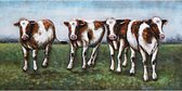 3D Metaalschilderij - Koeien in de wei - handgeschilderd - 120 x 60 cm