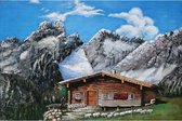 3D art Metaalschilderij - Chalet in de bergen - 120 x 80 cm