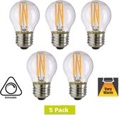 5 PACK - E27 Filament Bollamp 4w, 380 Lumen, 2200K Flame, Dimbaar