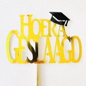 Taarttopper | Taart topper | Geslaagd | Diploma| Goud Glans|14 cm| karton