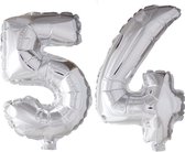 Folieballon 54 jaar zilver 41cm