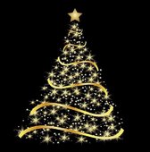 80x Zwarte kerst thema servetten met gouden kerstboom 33 x 33 cm - Papieren kerstservetten - Papieren wegwerpservetten 3-laags