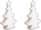 2x stuks wit met glitter glitter decoratie kerstboom beeldjes 30 cm - Kerstversieringen/kerstdecoraties