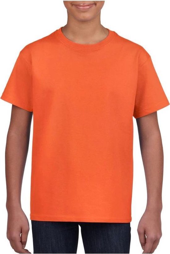 Oranje basic t-shirt met ronde hals voor kinderen unisex- katoen - 145  grams - oranje | bol.com