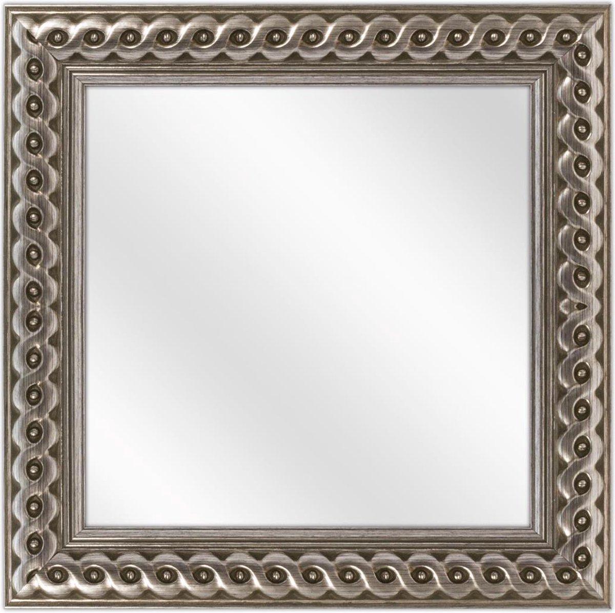 Spiegel met Gevlochten Houten Lijst - Zilver - 40x40 cm
