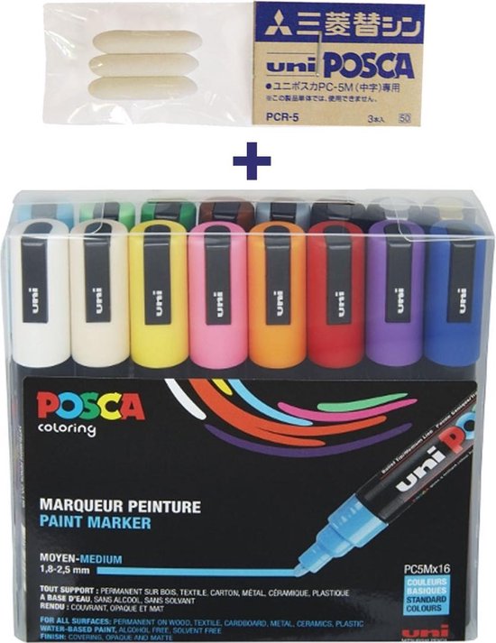 Uni Posca PC-1MR 8 couleurs standard Ensemble de marqueurs à base