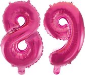 Folieballon 89 jaar roze 41cm