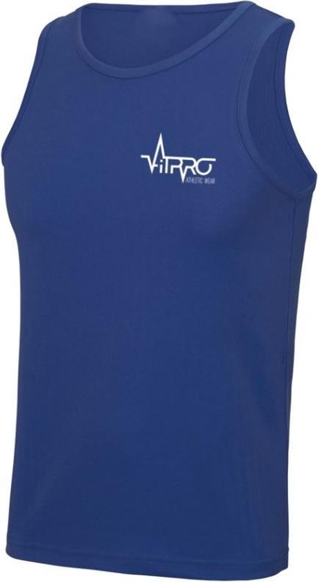 FitProWear Sporthemd Heartbeat Blauw Heren Maat L - Hemden - Sportkleding - Trainingskleding - Polyester - Mouwloos - Shirt