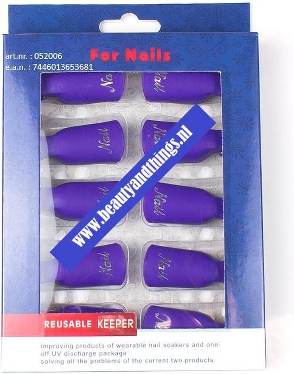 Gellak Nail Soak Off Clips – Nagel Remover Clips paars - Gellak remover 10 stuks - nagellakverwijderaar - gellak paars - nagelclips