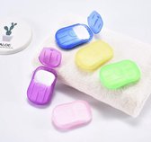 Draagbare handzeep - 5 doosjes a 20 tabletten - Perfecte gadget voor reizigers - Anti-bacterieel - Mini - Draagbaar op zak - Hygiëne - Wandelen - Bad - Badkamer - Geur - Kamperen - Reiniging - Kleur - Wegwerp - Papier - Toilet - Toilettas - Tabletten
