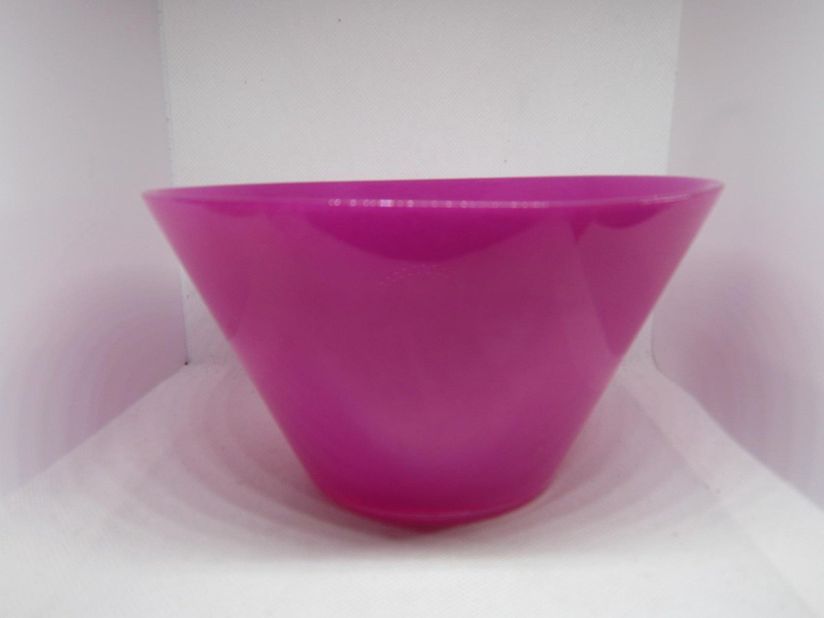 schaaltje, pink glas (waterbestendig) set van 4 stuks. Hoogte 10 cm, Ø 17 cm