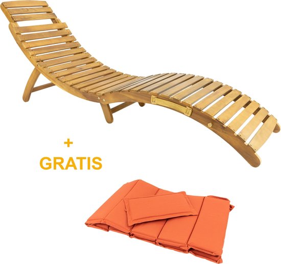 MaxxGarden loungebed - ligbed voor tuin en zwembad - acacia hout -  176x50x64 cm -... | bol.com
