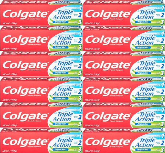 Colgate Tandpasta - Triple Action - Original Mint - 12 x 100 ml - Voordeelverpakking