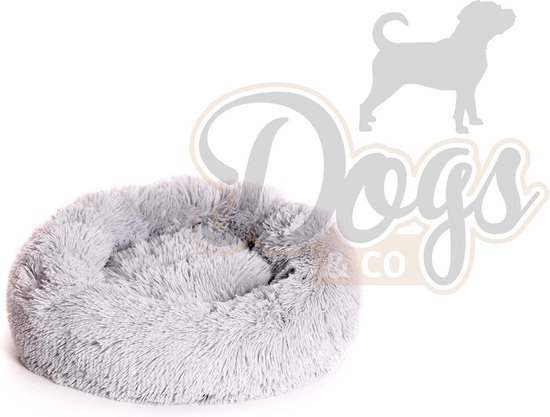 Luxe katten & hondenmand - Donut - Heerlijk zacht - Fluffy - Licht grijs - 50 cm - Size S