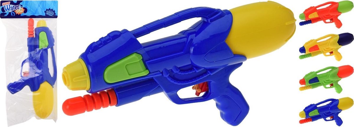 2x Waterpistolen/waterpistool groen van 30 cm met pomp kinderspeelgoed - waterspeelgoed van kunststof - waterpistolen met pomp