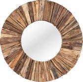 PTMD TeakMosaic Natural wooden mirror round