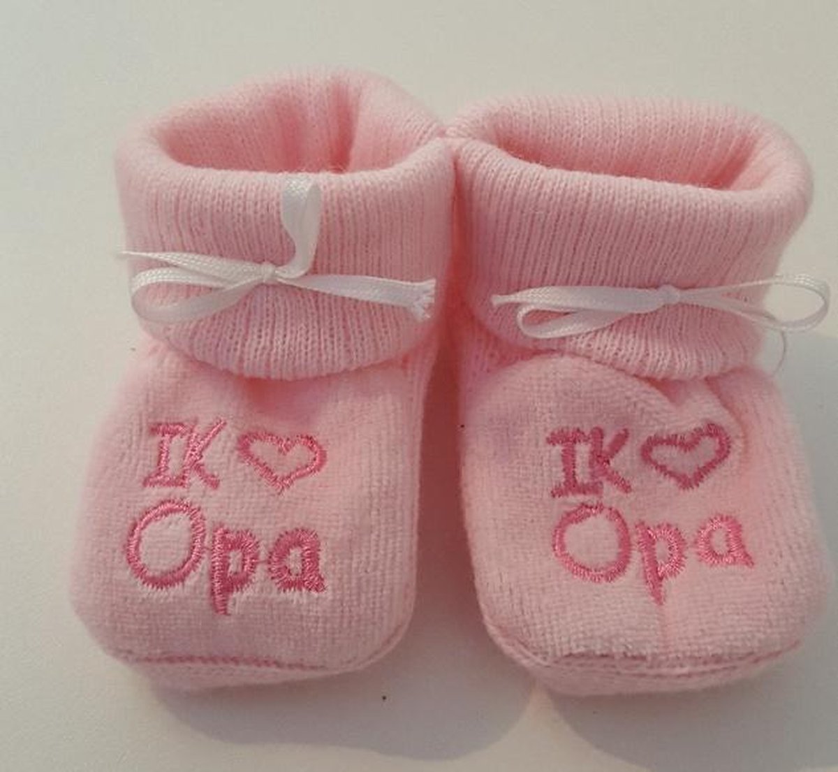 Kraamcadeau - Petit Villain Newborn Slofjes - Love Opa - Roze - 0-3 maanden