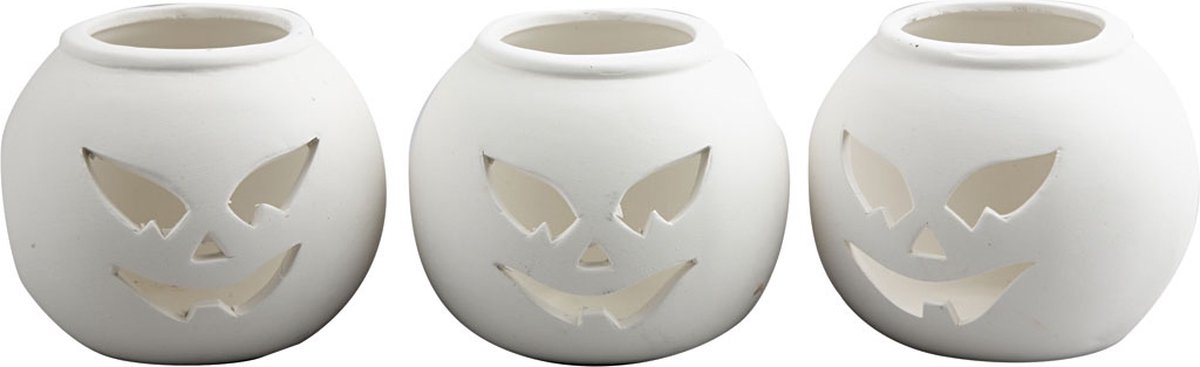 Creative Waxinelichthouders Pompoen 9 X 9 X 7,5 Cm Wit
