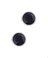 Robimex Collection Gerhodineerd zilveren oorknoppen zirkonia 8 mm zwart