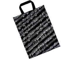 XL Boodschappentas Muziekmotieven, zwart/wit