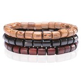 Houten kralen armbanden trio Memphis Bruin