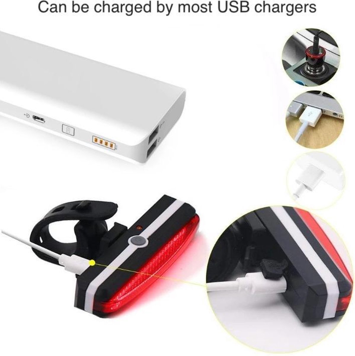 Led Fietslamp - Achterlicht - USB oplaadbaar - Rood achterlicht - USB